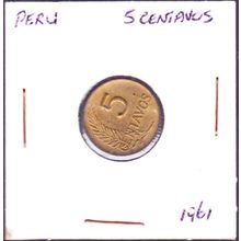 1961 Peru 5 Centavos Coin