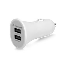 Dual USB 2.4A Rubberized Vehicle Charger[ White ]