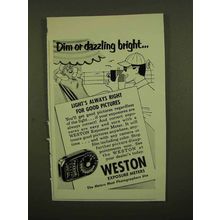 1952 Weston Exposure Meter Ad - Dim or Dazzling Bright
