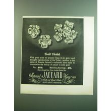 1949 Mermod Jaccard King Pin and Earrings Advertisement - Gold Violets