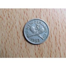 New Zealand 1952 3d Threepence Coin