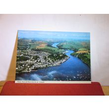 AERIAL, TOWN & RIVER, FOWEY, CORNWALL unused postcard by John Hinde =