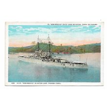 Postcard US Navy USN USS New Mexico battleship Gatun Lake Panama Canal unposted