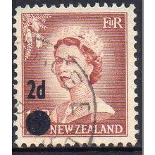 New Zealand 1958 2d Surcharge on 1955 1½d Used