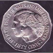1981 Australia 50c Coin Charles and Diana Wedding