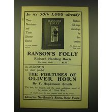 1902 Charles Scribner's Sons Ad - In its 30th 1,000 already Ranson's Folly
