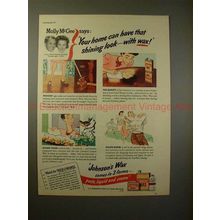 1945 Johnson's Wax Ad w/ Molly & Fibber McGee, Shining!