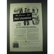 1947 Burlington Route Railroad Ad - Visit Magic Yellowstone