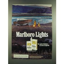 1986 Marlboro Lights Cigarettes Ad - Marlboro Man Cowboy Chuck Wagon