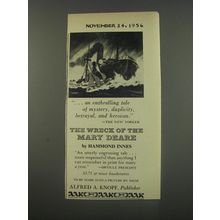 1956 Alfred A. Knopf Book Ad - The wreck of the Mary Deare by Hammond Innes