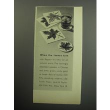 1957 Lord & Taylor Coasters and Napkins Ad - When the leaves turn