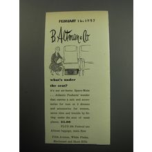 1957 B. Altman & Co. Space-Mate Luggage Ad - What's under the seat?