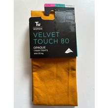 TU VELVET TOUCH OPAQUE TIGHTS - LARGE - MUSTARD
