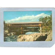 NH Woodstock Covered Bridge Postcard The Old Lattice Bridge Over Pemigewas~475