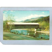 NH Woodstock Covered Bridge Postcard Bridge Over Pemigewassett River World~476