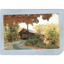 NH Winchester Covered Bridge Postcard Bridge Over Ashuelot River World Gui~473