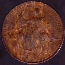 1916 France 10 Centimes Coin