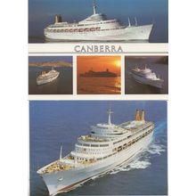 Canberra P&O Cruise Ship On Board At Azores 2x Postcard s