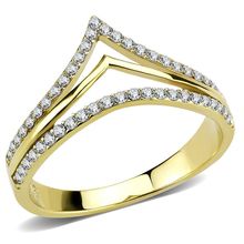 DA250 - IP Gold(Ion Plating) Stainless Steel Ring with AAA Grade CZ in Clear...
