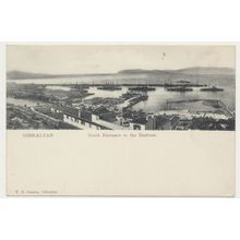 Gibraltar Harbour British American Fleets early 20th C. RPPC V. B. Cumbo WW1