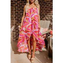 Rose Floral High Low Bandeau Vacay Dress