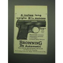 1958 Browning .25 Automatic Pistol Ad - 4 Inches Long