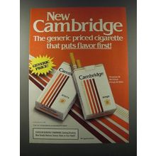 1986 Cambridge cigarettes Ad - The generic cigarette that puts Flavor First