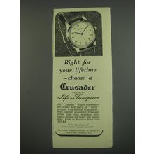 1949 Crusader Watches Ad - Right for your lifetime - choose a Crusader