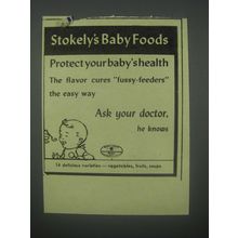 1939 Stokely's Baby Foods Ad - Protect your baby's health