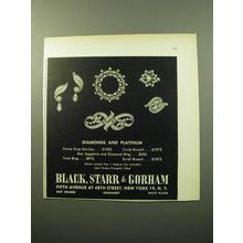 1950 Black, Starr & Gorham Advertisement - Earclips, Brooches and Rings