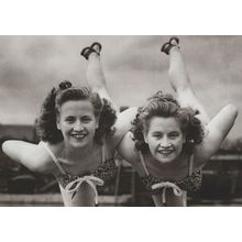 Twins Balancing Boobs in Buckets French Photo Award Postcard