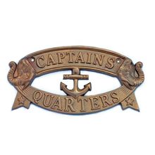 Pack Of 2] Antique Brass Captain's Quarters Sign 9"