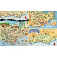 Eastbourne Sussex Boats 4x Map Postcard s