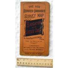 Vintage: Bartholomew's New Reduced Survey Map Brighton and Sussex Coast