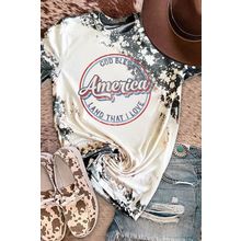 Gray America Slogan Tie Dye Print T Shirt