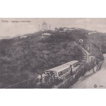 Torino Collina De Superga E Funicolare Train Turin Antique Italian Postcard