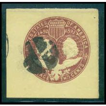 Used U349 2c Columbus and Liberty Fine Cut Square TIII WA2915