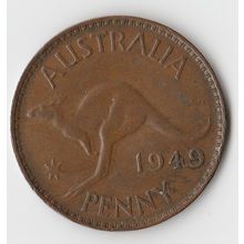 AUSTRALIA COIN - ONE PENNY 1949/GEORGE VI/F