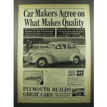 1939 Plymouth Car Ad - Agree on What Makes Quality