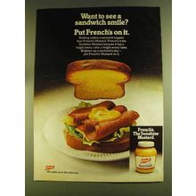 1980 French's Mustard Ad - See a Sandwich Smile
