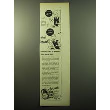 1950 Ac'cent MSG Ad - Without Ac'cent Ick! String Beans With Ac'cent What Beans!
