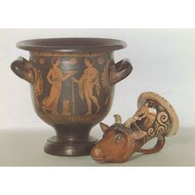Bell Krater & Sheeps Head Rhyton Italian Earthenware Postcard
