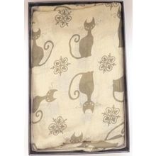 Womens Black Cat Scarf Thin Off Stone 192 cm x 72 cm Comes Boxed Gift Accessory