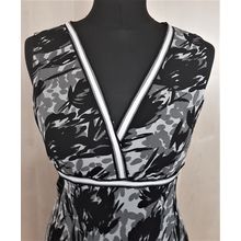 Black White Grey Abstract Print 100% Silk Dress Size 12 UK S/M