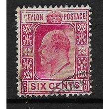 CEYLON 1904-5 EDVII WMK MULTI-CROWN CA 6c USED SG281