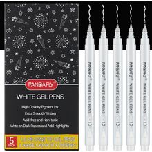 PANDAFLY White Gel Pens, 1 Mm Extra Fine Point Gel Ink Pens Opaque White Archiva