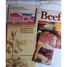 Lot of 4 Vintage Cookbook Softcover 3 Pamphlets beef, pasta, canning, freezing