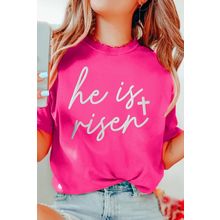 Rose Red Glitter he is risen Cross Printed Crewneck Tee