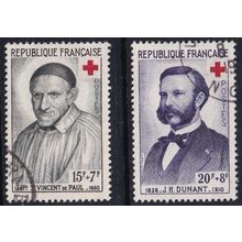 France 1958 SG 1411-2 Used - Red Cross Semi-postal (C-484 (1))