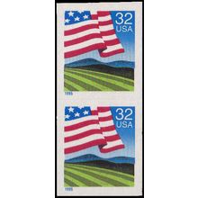 2919 32c U.S. Flag Over Porch Fine MNH BPS Vert Pair V4994